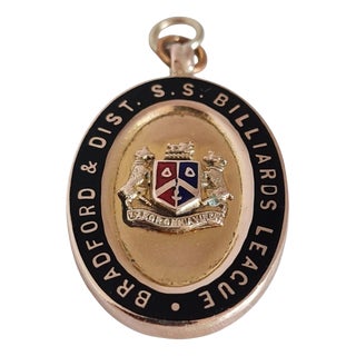 Gold and Enamel Billiards League Medallion from Fattorini & Sons For Sale