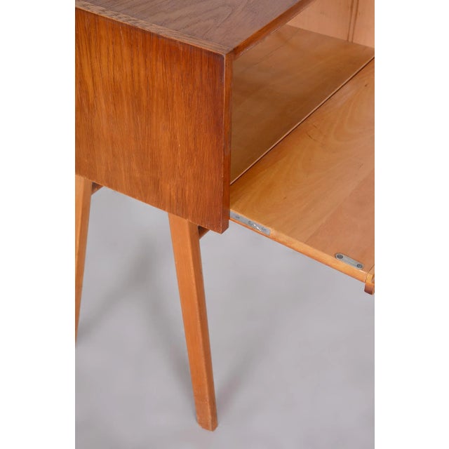 1950s Mid-Century Czech Oak Side Table, 1950s For Sale - Image 5 of 11