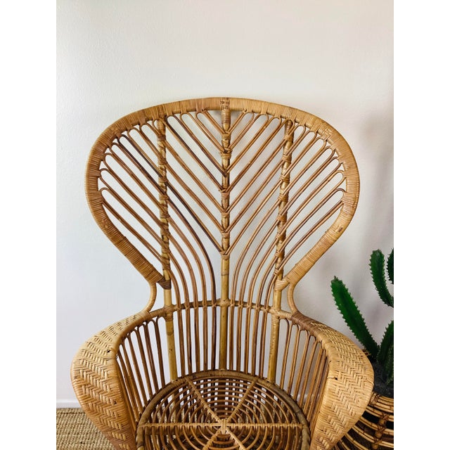 Gio Ponti Vintage 1960s Rattan Peacock Chair Italian Modern Gio Ponti Style For Sale - Image 4 of 10