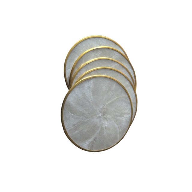 Early 21st Century Coastal Capiz Shell Coasters- Set of 5 For Sale - Image 5 of 8