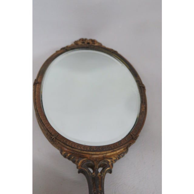 E&jb Empire Jeweled Hand Held Vanity Mirror 1920s Filigree Ornate Brass 4773b For Sale - Image 10 of 16