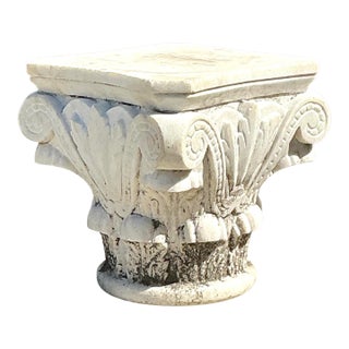 Vintage Carved Marble Column Side Table For Sale