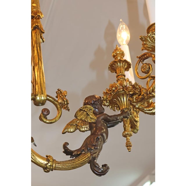 Late 19th Century French Belle Epoque Bronze Putti Cherub 9 Light Chandelier For Sale - Image 12 of 18