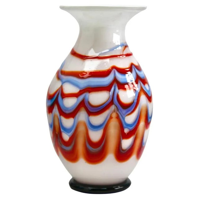 Blue Vintage Space Age Opaline Florence Vase from Empoli, 1955 For Sale - Image 8 of 8