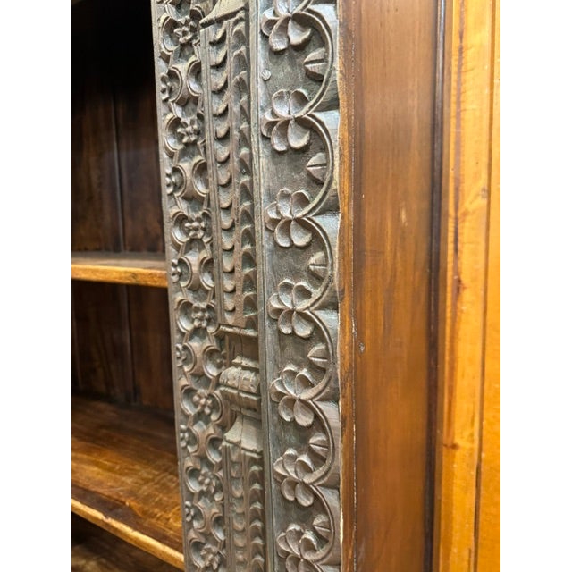 Mid 19th Century XL Indian Carved Wood Bookcase For Sale - Image 4 of 13