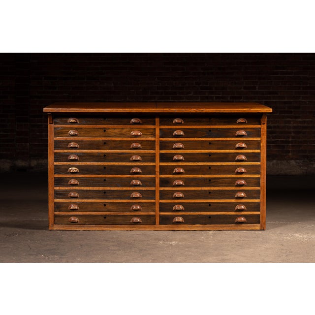 Industrial Antique Double Flat File Drafting Table For Sale - Image 3 of 15