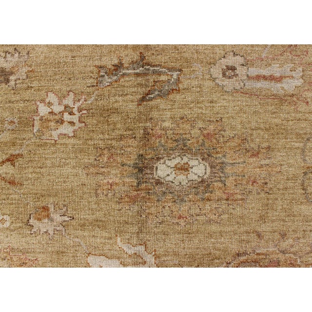 Large Angora Oushak Turkish Rug in Warm Colors of Taupe Soft Gold Brown Cream For Sale - Image 10 of 12