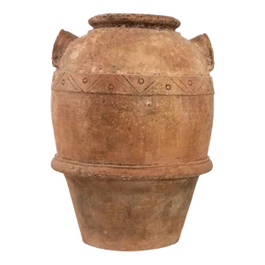 Large Mediterranean Terracotta Olive Jar With Two Handles, Mid-20th Century