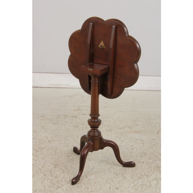 Biggs Scallop Tilt Top Mahogany Candle Stand Table For Sale - Image 11 of 12