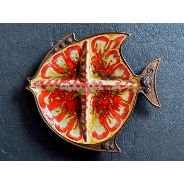 Mid-Century Modern Mid Century California Pottery Decorative Fish Serving Dish For Sale - Image 3 of 12