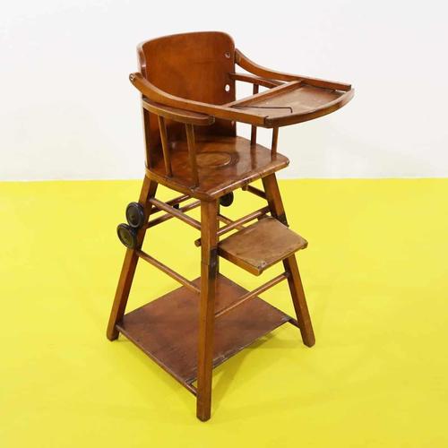 Wooden Children's High Chair with Tray and Footrest For Sale - Image 13 of 13