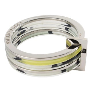 Emilio Pucci Stacked Silvered Spacer Bracelet Bangle with Lucite and Silk For Sale