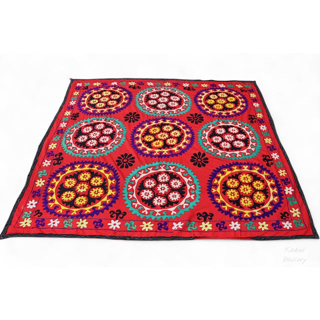 Textile Vintage Hand Embroidered Suzani Wall Hanging, 1920s For Sale - Image 7 of 11