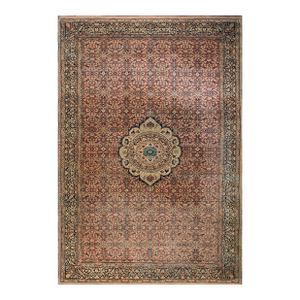 Fantastic Brown and Blue Color With Medallion Design Antique Tabriz Rug