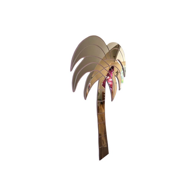 1980s Vintage Postmodern 1980s 6ft Pink Tropical Palm Tree Wall Mirror Art 80s Coastal For Sale - Image 5 of 9