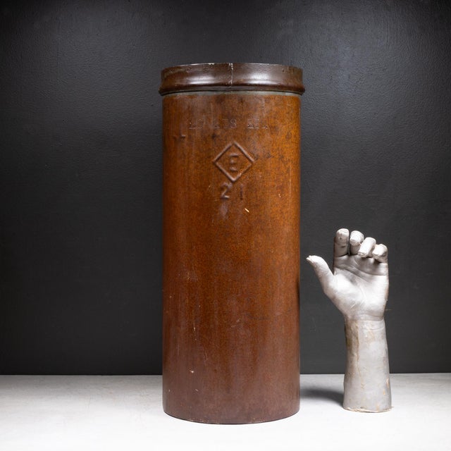 Early 20th Century Vintage Riveted Steel Shipping Drum/Umbrella Stand c.1910-1940 For Sale - Image 5 of 7