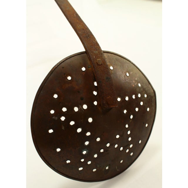 19th Century Copper Skimming Ladle Strainer Texas Lone Star Wrought Iron Handle With Hearth For Sale - Image 12 of 12