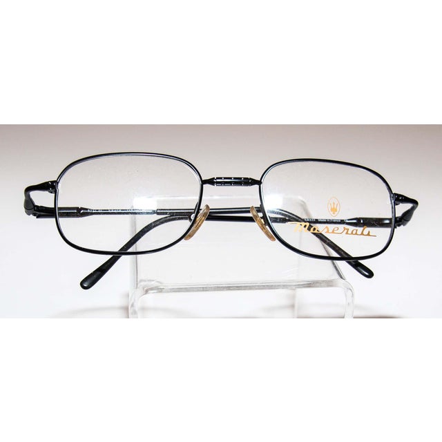 Metal Vintage Maserati Eyeglasses, Hand-Crafted Titanium, 1980s Italy Style For Sale - Image 7 of 14