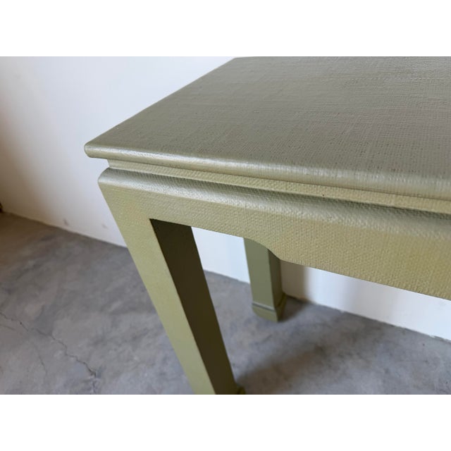 Vintage 1970s Organic Modern Harrison Van Horn Style Lacquered Grasscloth Console Table For Sale In Miami - Image 6 of 12
