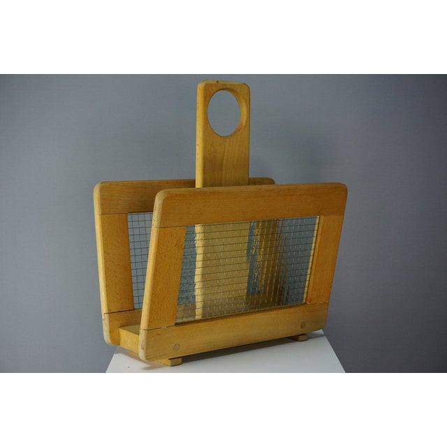 Vintage Oak and Glass Magazine Rack, 1960s For Sale - Image 9 of 10