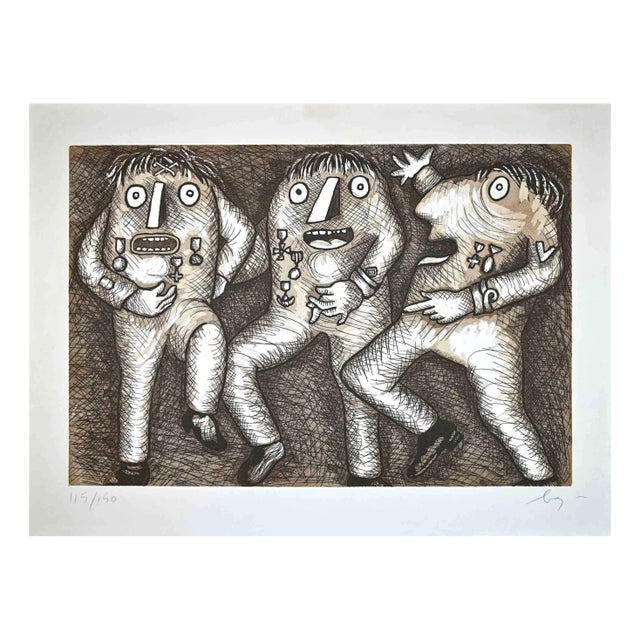 Enrico Baj, The Generals, Original Etching, 1970s For Sale