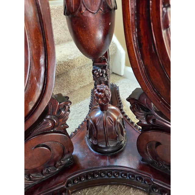 Brown Antique Torchier Carved Mahogany Display Plant Stand - 5 Foot For Sale - Image 8 of 17