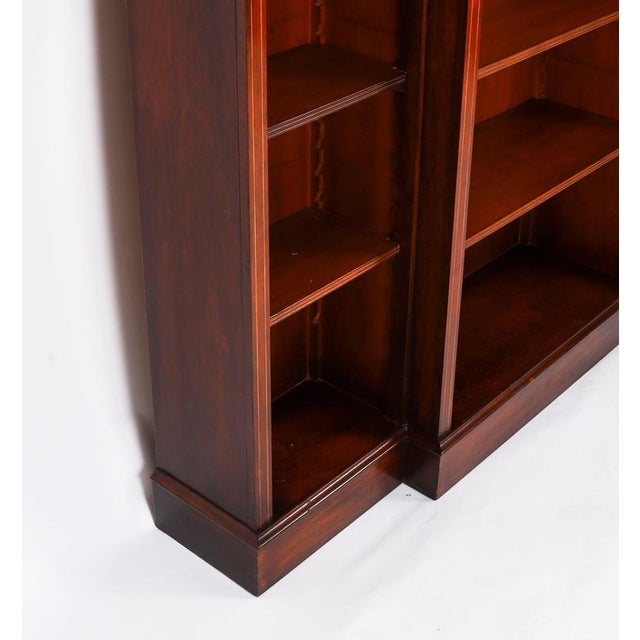 Vintage Sheraton Revival Breakfront Open Bookcase For Sale - Image 11 of 14