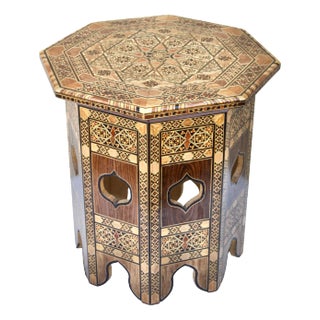 Mid 20th Century Handmade & Inlaid Table W/ Moorish Astral Patterns For Sale