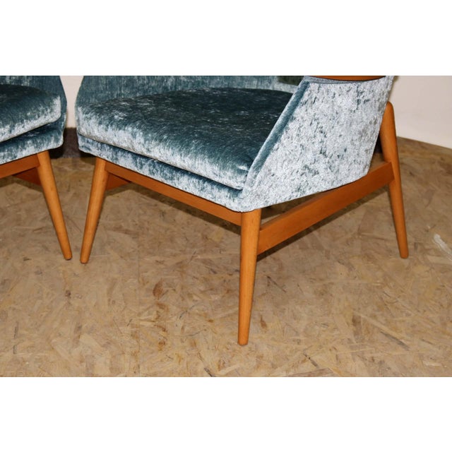 Wood Mid-Century Velvet Armchairs, 1960s, Set of 2 For Sale - Image 7 of 9