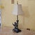 Vintage Neoclassical Bronze Winged Lion Griffin Table Lamp With Linen Shade For Sale - Image 11 of 18