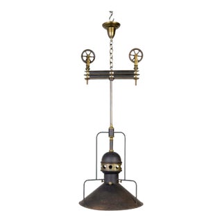 Large Early 20th Century Industrial Cog Pendant Light For Sale
