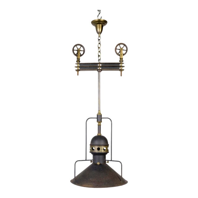 Large Early 20th Century Industrial Cog Pendant Light For Sale