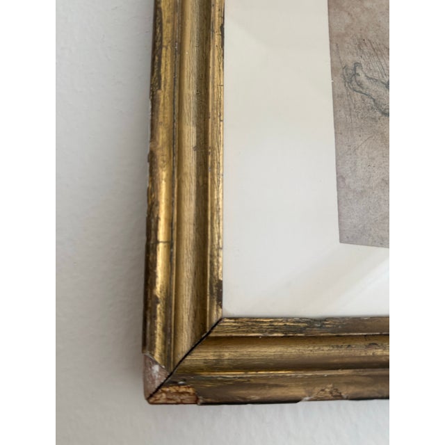 Antique French Child’s Sketch in Gilt Frame For Sale - Image 9 of 10