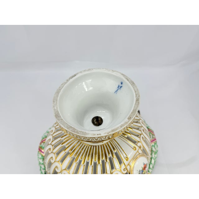 19th Century, Meissen Porcelain Ram's Head & Floral Centerpiece For Sale - Image 9 of 11