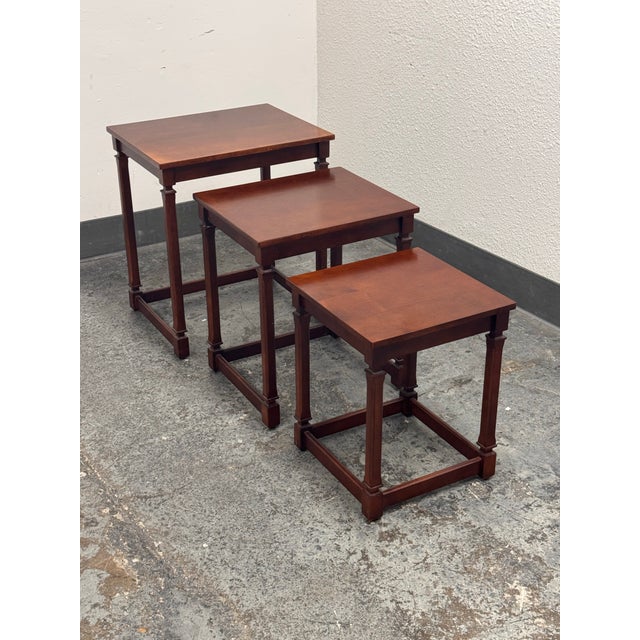 Traditional Wood Nesting Tables, Set of Three For Sale In San Francisco - Image 6 of 12