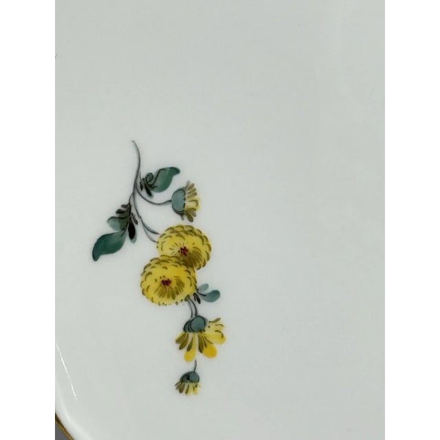Meissen Porcelain Meissen Large Platter 13” Hand Painted Flowers Gold Rim 325 Vintage For Sale - Image 4 of 10