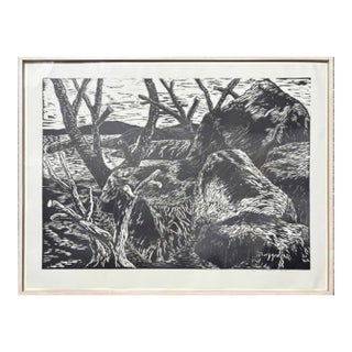 Doug Martin Woodblock Print Title Delivered on Ice. For Sale