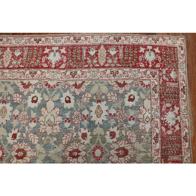 Green Red Antique Persian Tabriz - 6'3" x 9'10" For Sale - Image 12 of 18