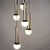 Steel and glass waterfall chandelier with a 1960s design. Black metal ceiling light, five pendants with a tubular chromed...
