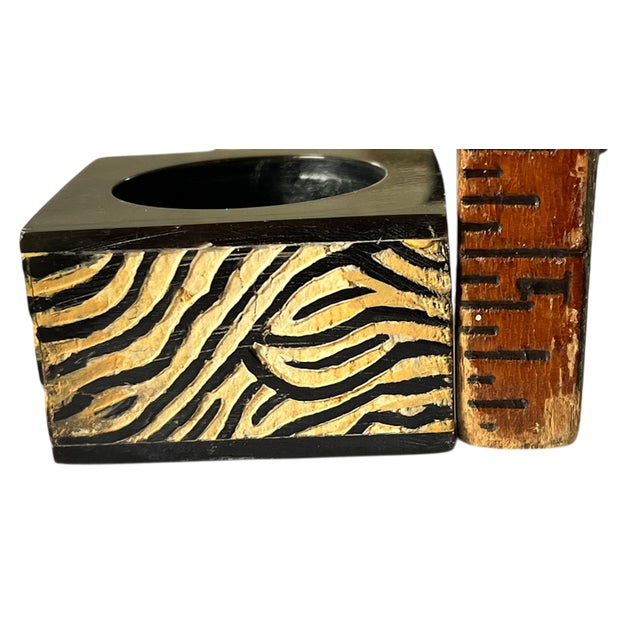 Black 1990s Hand-Carved Wooden Safari Napkin Rings With Zebra & Giraffe Motifs - Set of 6 For Sale - Image 8 of 8
