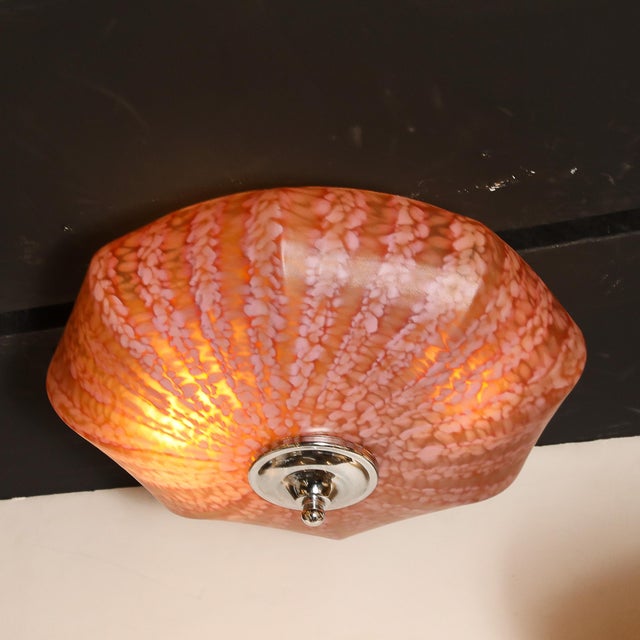 Metal Mid-Century Murano Glass Pendant Chandelier in Sakura Pink and Muted Crimson For Sale - Image 7 of 12