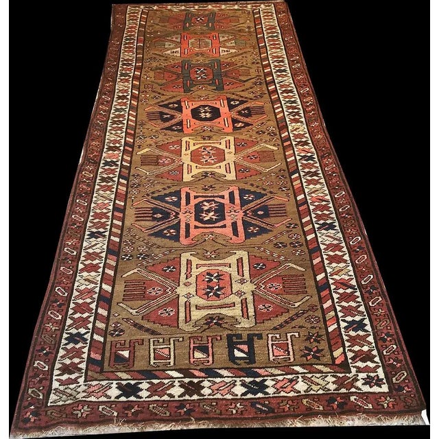 Textile 1900s Antique Caucasian Karabagh Runner-4’8’x11’6" For Sale - Image 7 of 7