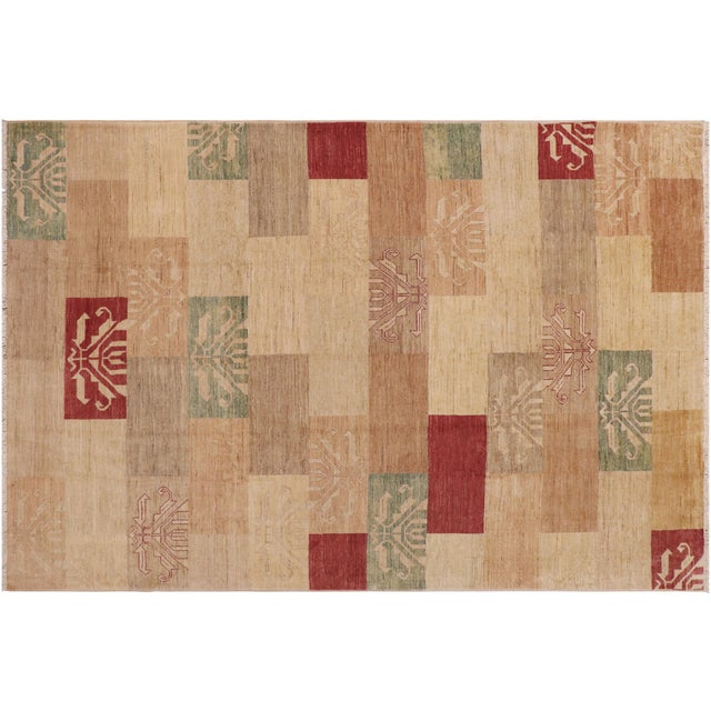 Modern Gabbeh Tan/Red Wool Rug - 9'0'' X 11'4'' For Sale - Image 9 of 10
