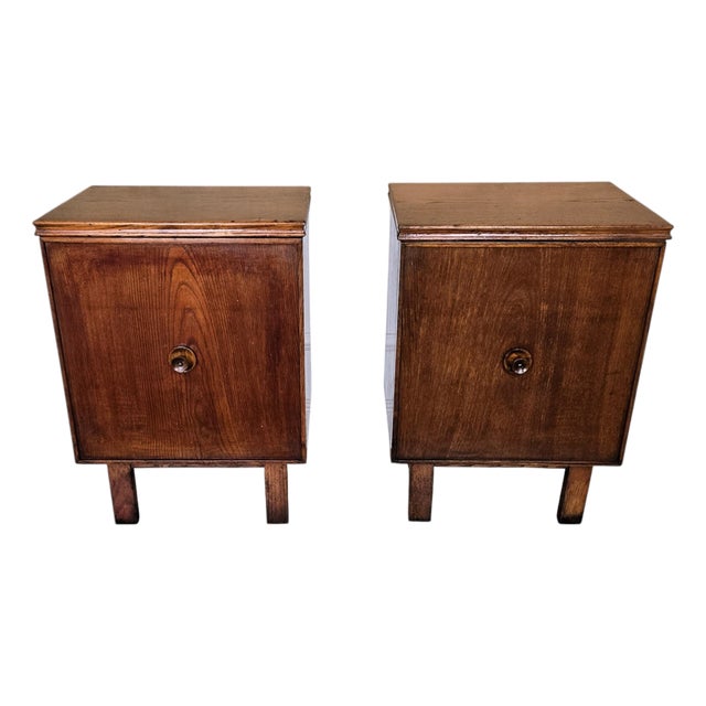 Mid-Century Modern Italian Wooden Nightstands, 1950s, Set of 2 For Sale
