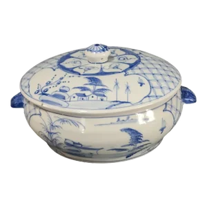 Vintage Asian Saigon Blue and White Cho & Lon Covered Tureen Dish #2