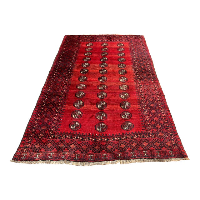 Vintage Afghan Ersari Turkmen Bokhara Rug, Abrash Red - 7'2" X 4'8" For Sale
