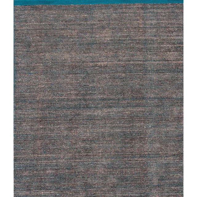 Modern Indian Boho-Style Handmade Gray Geometric Wool Rug For Sale - Image 4 of 5