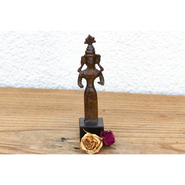 Wood Miniature Bronze Female Attendant For Sale - Image 7 of 7