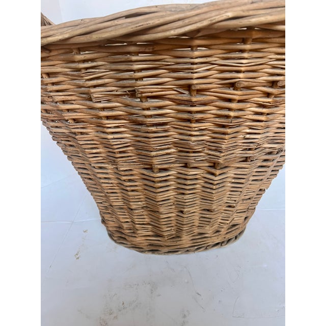 1940s French Woven Wicker Oval Market Basket For Sale - Image 11 of 12