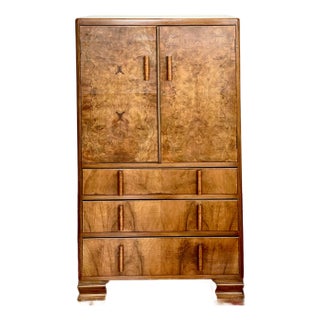 1930s Art Deco/Moderne Walnut Highboy Dresser For Sale